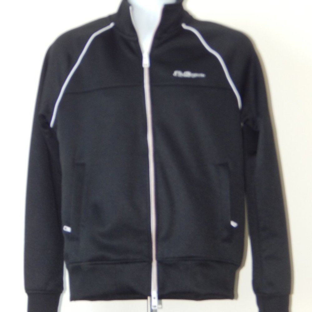 BEN SHERMAN ORIGINAL Full Zip COTTON Blend Track JACKET Black Raglan Sleeves NWT